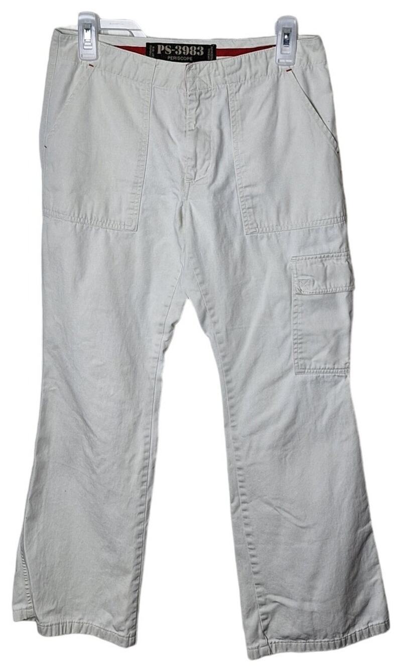 Vintage PS-3983 Periscope Beige Y2K Cargo Utility Cotton Pants Junior 5